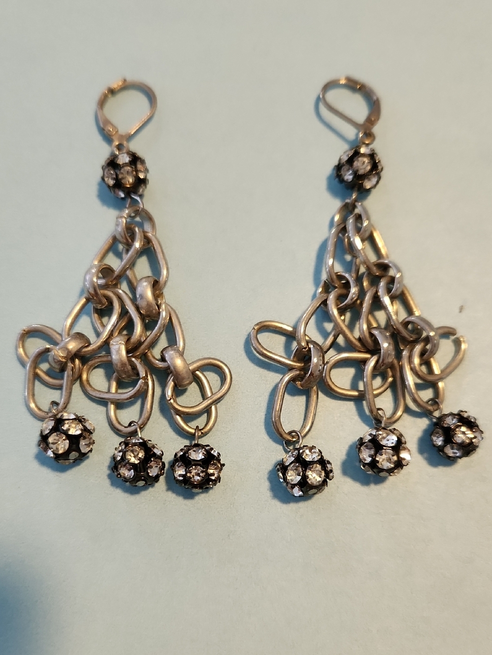 Chandelier Drop Earrings with Black Crystal Accents